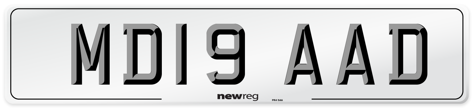 MD19 AAD Number Plate from New Reg
